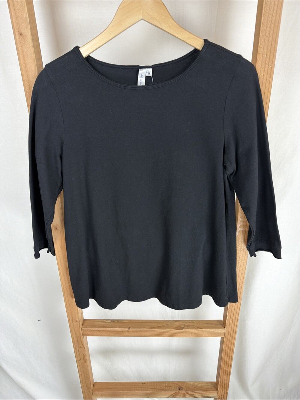 NWT Kleen Black 3/4 Sleeve Cotton Blend Swing Top #0835 3X